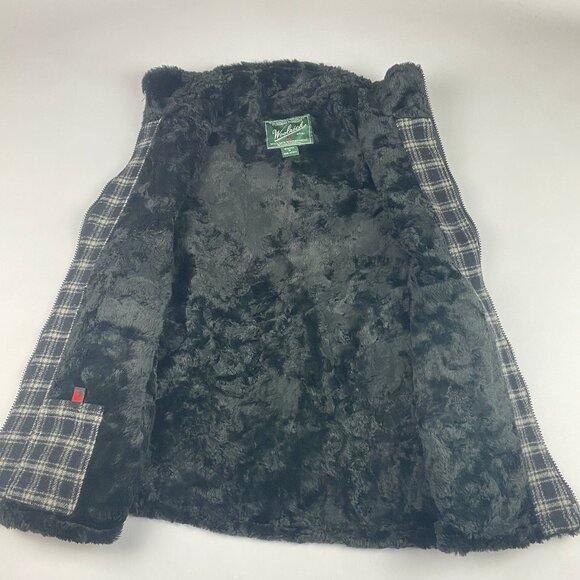 Woolrich Vest Women's Size Medium Wool Blend Faux Fur Plaid - Picture 8 of 14
